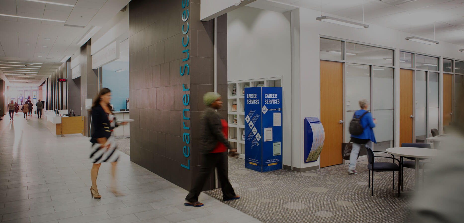 Students walking into Learner Success Services