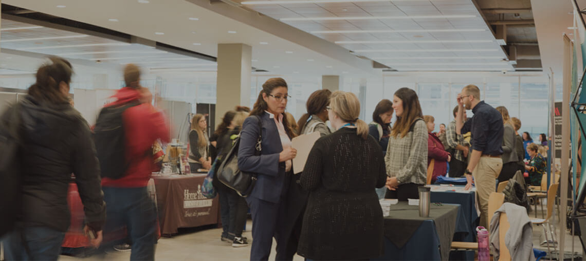 Student at job fair at Bow Valley College