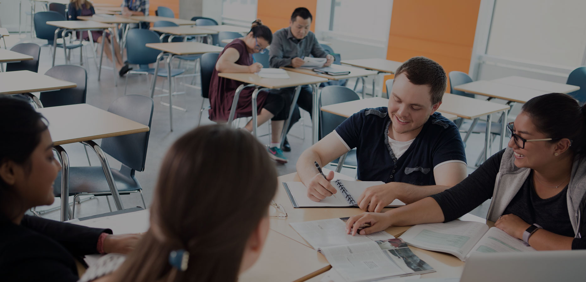 High school upgrading students studying