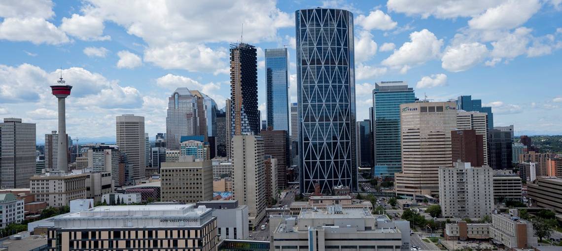 Downtown Calgary skyline with BVC in the foreground.