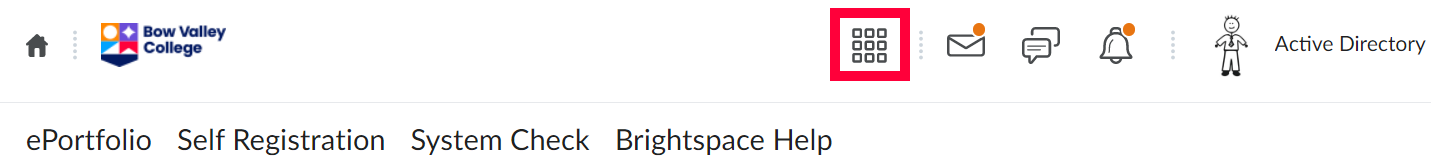 Hamburger icon highlighted to select classes in D2L